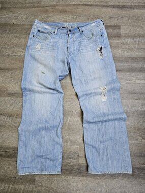 575 Denim M75 Y2K Distressed Bootcut Jeans Mens 38 Bandana Lined